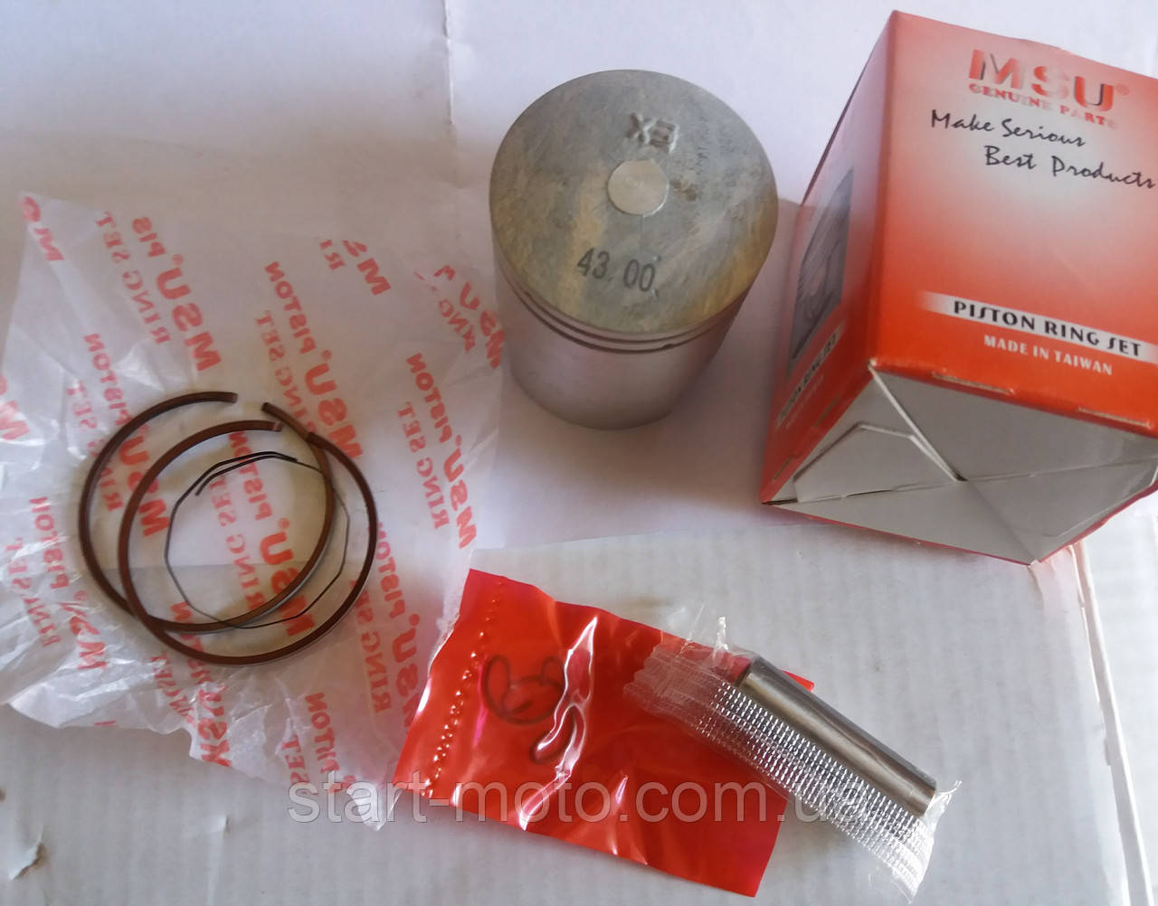 Honda Giorno AF51 Tact AF24 <unk> 30 <unk> 31 Поршень комплект 65 см3 43.00 мм STD (фірма MSU) Тайвань, фото 1