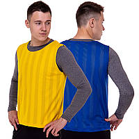 Манишка для футбола двусторонняя мужская цельная (сетка) Zelart CO-0791 цвет синий-желтый sp