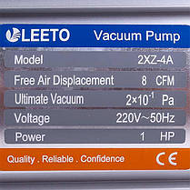 Вакуумний насос LEETO 2XZ-4A (2 ступ. 226 л/хв.), фото 2