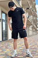 Мужской летний костюм черный Nike спортивный двойка , Легкий комплект Найк на лето черный футболка и шорты