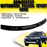 Дефлектор капота на Mitsubishi Pajero Sport 2008-2016. Мухобойка на Mitsubishi Pajero Sport