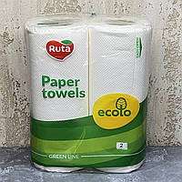 Полотенце бумажное белое, 2-слойное, ТМ Ruta(Ecolo), 2шт./уп.