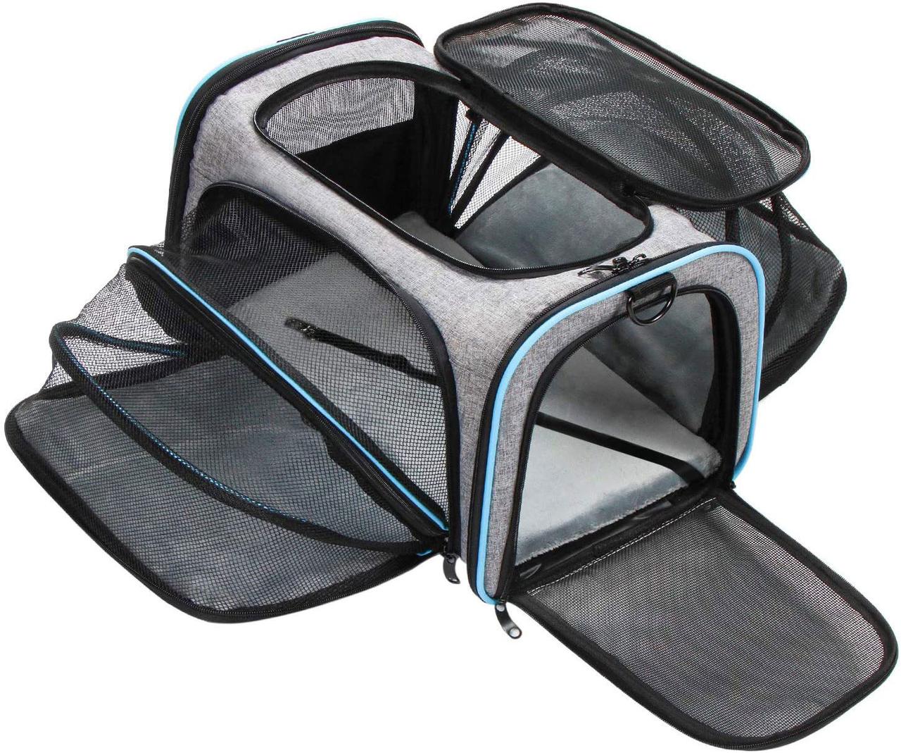Сумка переноска для котів та собак 76x42x29 см CosmoPet CP-05 (S) Grey-Blue