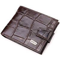 Чоловічий компактний гаманець із натуральної фактурної шкіри CANPELLINI 21509 Коричневий mn