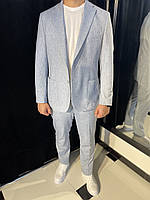Мужской классический костюм Giotelli Красивый классический светло синий в полоску костюм Модный мужской костюм