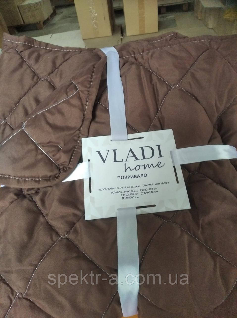 Покривало стьобане VLADI розмір 140*200 темно-коричневе, фото 1