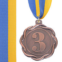 Медаль спортивная с лентой цветная FLIE Zelart C-3176 цвет бронзовый sp