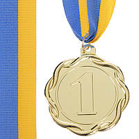 Медаль спортивная с лентой цветная FLIE Zelart C-3176 цвет золотой sp