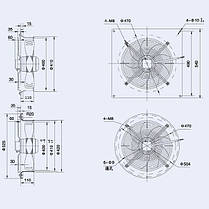 Осьовий вентилятор Weiguang YWF4D-400S-102/47-G (трифазний) 380V 1380/1520rpm 3400 м3/год, фото 3