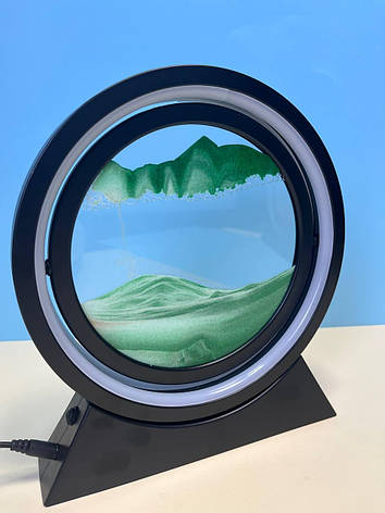 Настільний Led нічник з обертовим механізмом 360 градусів "Sandscape", зелений пісок, фото 1