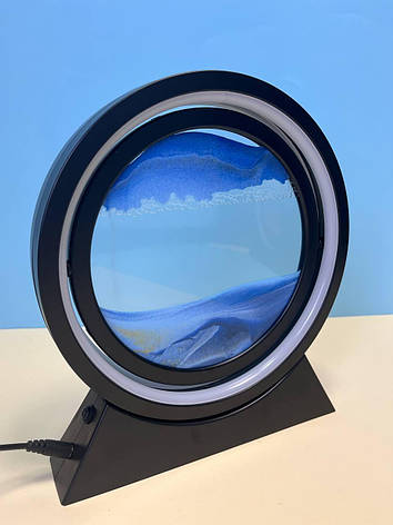 Настільний Led нічник з обертовим механізмом 360 градусів "Sandscape", синій пісок, фото 1