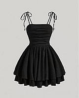 Літня сукня-комбінезон із креп-жатки в трьох кольорах (чорний, білий, блакитний) Xs/S M/L