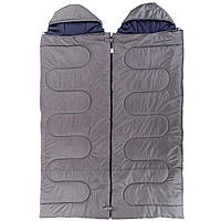 Спальный мешок одеяло с капюшоном двухместный CHAMPION Турист SY-4733 цвет серый sp