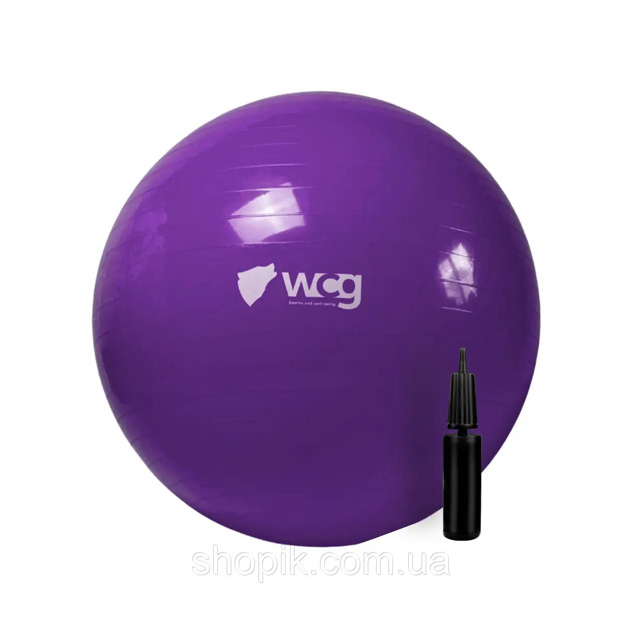 М'яч для фітнесу (фітбол) WCG 65 Anti-Burst 300кг Фіолетовий + насос SHOPIK