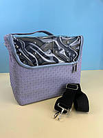 Тканевая сумка для косметики, бьюти-кейс для маникюра, визажиста YRE A65-1 c прозрачным верхом, фиолетовая