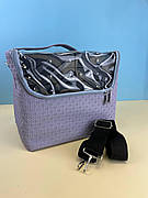 Тканинна сумка для косметики, бьюті-кейс для манікюру, візажиста YRE A65-1 з прозорим верхом, фіолетова