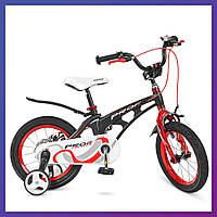 Детский двухколесный велосипед Profi Infinity 14 дюймов на магниевой раме черно-красный матовый. Для детей 3-5