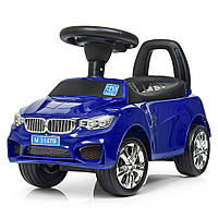 Толокар-каталка BMW на колесах с резиновым покрытием Bambi синий цвет. Дитяча машина толокар БМВ