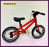 Детский беговел велобег на резиновых надувных колесах 12 дюймов PROF1 KIDS M 5451A-1 красный