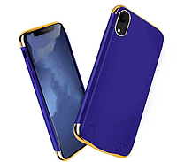 Портативная батарея для iPhone X / 10 5500 мАч Чехол зарядка аккумулятор для айфона синий + ПОДАРОК