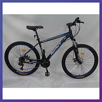 Велосипед горный двухколесный стальной со скоростями 21 шт. Azimut Aqua 29 дюймов 19 рама черно-синий