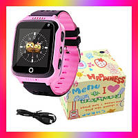 Детские умные смарт часы Smart Baby watch Q528 с GPS розовый сенсорный экран с камерой и прослушкой + подарок