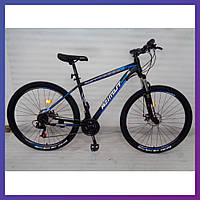 Велосипед горный двухколесный одноподвесный стальной Azimut Aqua 29" D+ 29 дюймов 19" рама черно-синий
