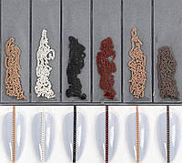 3D фігурки в наборі - металеві ланцюжки для об'ємного та стильного дизайну нігтів - 411 C