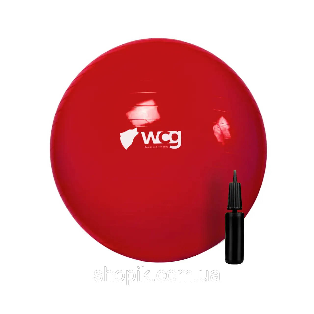 М'яч для фітнесу (фітбол) WCG 75 Anti-Burst 300кг Червоний + насос SHOPIK