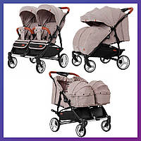 Детская универсальная коляска для двойни CARRELLO Connect CRL-5502/1 бежевый Коляска для двоих детей