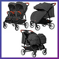 Детская универсальная коляска для двойни CARRELLO Connect CRL-5502/1 черный Коляска для двоих детей