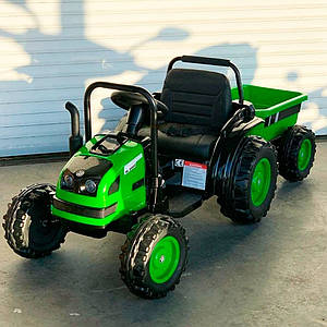 Дитячий електромобіль Трактор із причепом на радіокеруванні Bambi M 4419 зелений