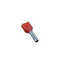 Наконечник ТЕ 0,75/10 втулочный с изоляцией для 2х проводов (пач. 100 шт.), цвет: красный