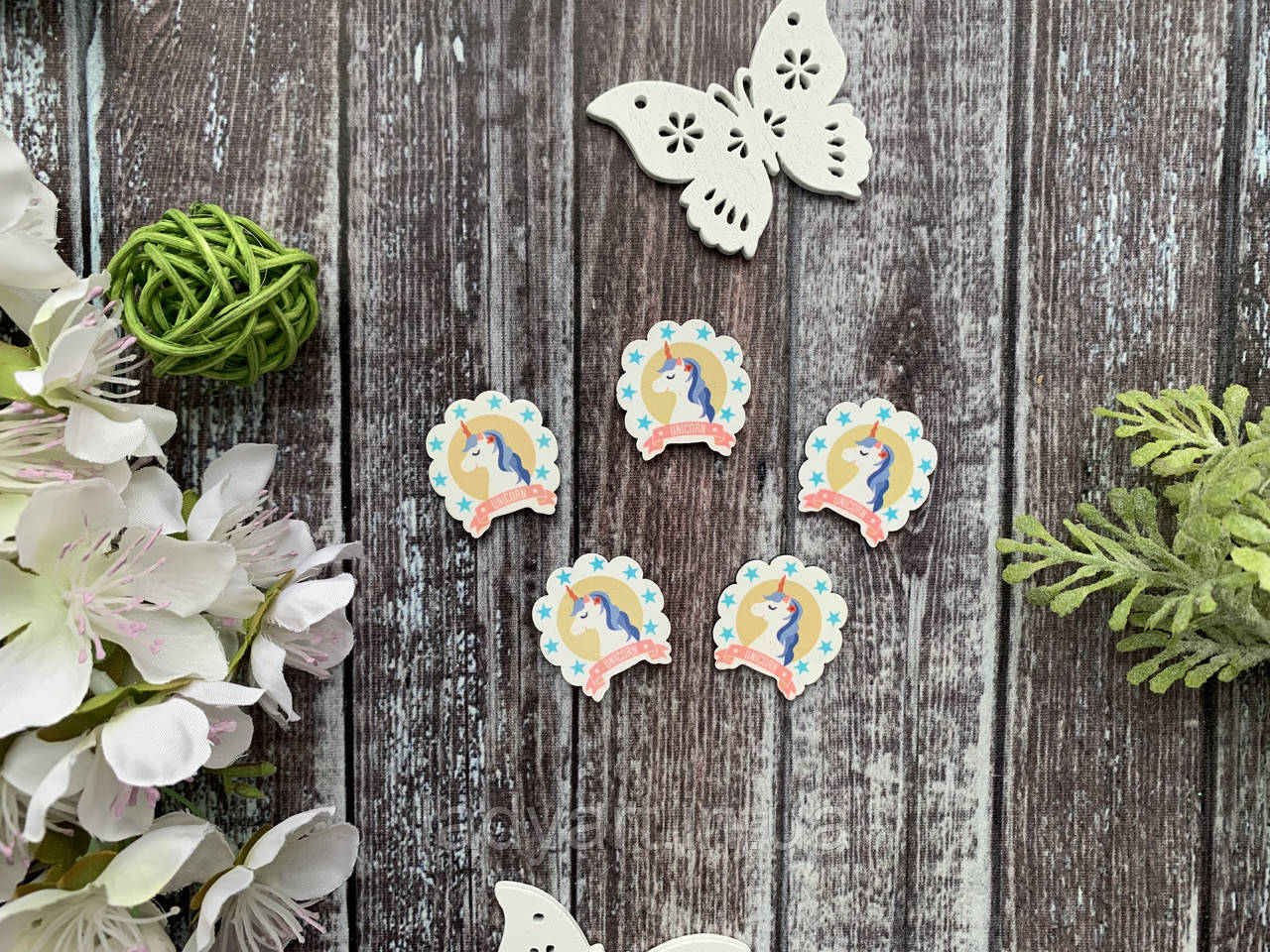 Кабошон "Єдиноріг unicorn" 2.5 х 2.5 см, 20 шт/уп. оптом