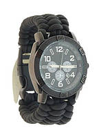 Тактические часы водонепроницаемые Mil-Tec Army Uhr Paracord Black, многофункциональные часы мужские EXT