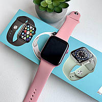 Смарт часы Фитнес браслет Smart Watch N76 беспроводная зарядка пульсометр тонометр розовые + Подарок