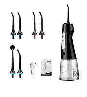 Іригатор зубний Portable Oral Irrigator 201-2D (Black) портативний іригатор для порожнини рота (6 насадок)