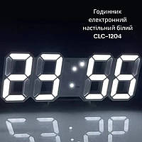 Часы электронные настольные белые CLC-1204