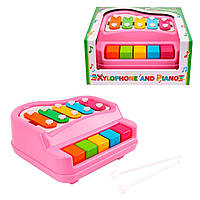 Детское музыкальный ксилофон Technok Toys (ударные палочки 2 шт. в коробке) 7907 Розовый