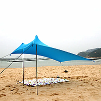 Тент пляжный с якорными сумками Green Camp навес от дождя и солнца GC1046