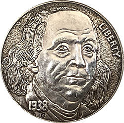 Сувенір монета долар США МОЖ 1938г "Бенджамін Франклін". Hobo Coin American Morgan