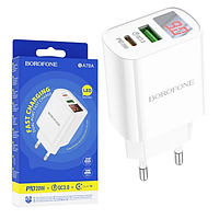 СЗУ Borofone BA78A (1Type-C-20W/1USB-18W/LED диспл.) белый