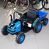 Дитячий електромобіль Трактор із причепом на радіокеруванні Bambi M 4419 синій, фото 2