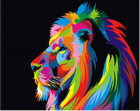 Картина по номерам. Brushme "Райдужний лев" GX3973, 40х50 см fn