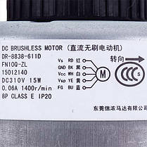Мотор вентилятора блока для кондиціонера C&H 15012140 DR-8838-611D(FN10Q-ZL) 15W 310V 0.06A, шток 8x34mm, фото 3
