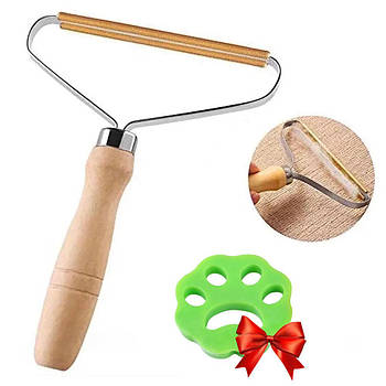 Щітка від кошлатання і шерсті + Подарунок Силіконова лапка / Щітка бритва для чищення одягу і килимів від шерсті