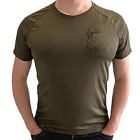 Тактична футболка Coolmax олива хакі Чоловіча армійська потовідвідна футболка штурмова з принтом