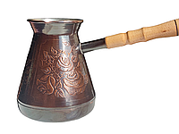 Турка джезва мідна 500 мл чеканка Квіти Троянди для приготування кави