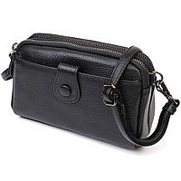 Цікава сумка-клатч у стильному дизайні з натуральної шкіри 22086 Vintage Чорна mn