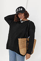 Подовжена жіноча кофта з написом на спині Love чорний колір, L (є розміри) mn